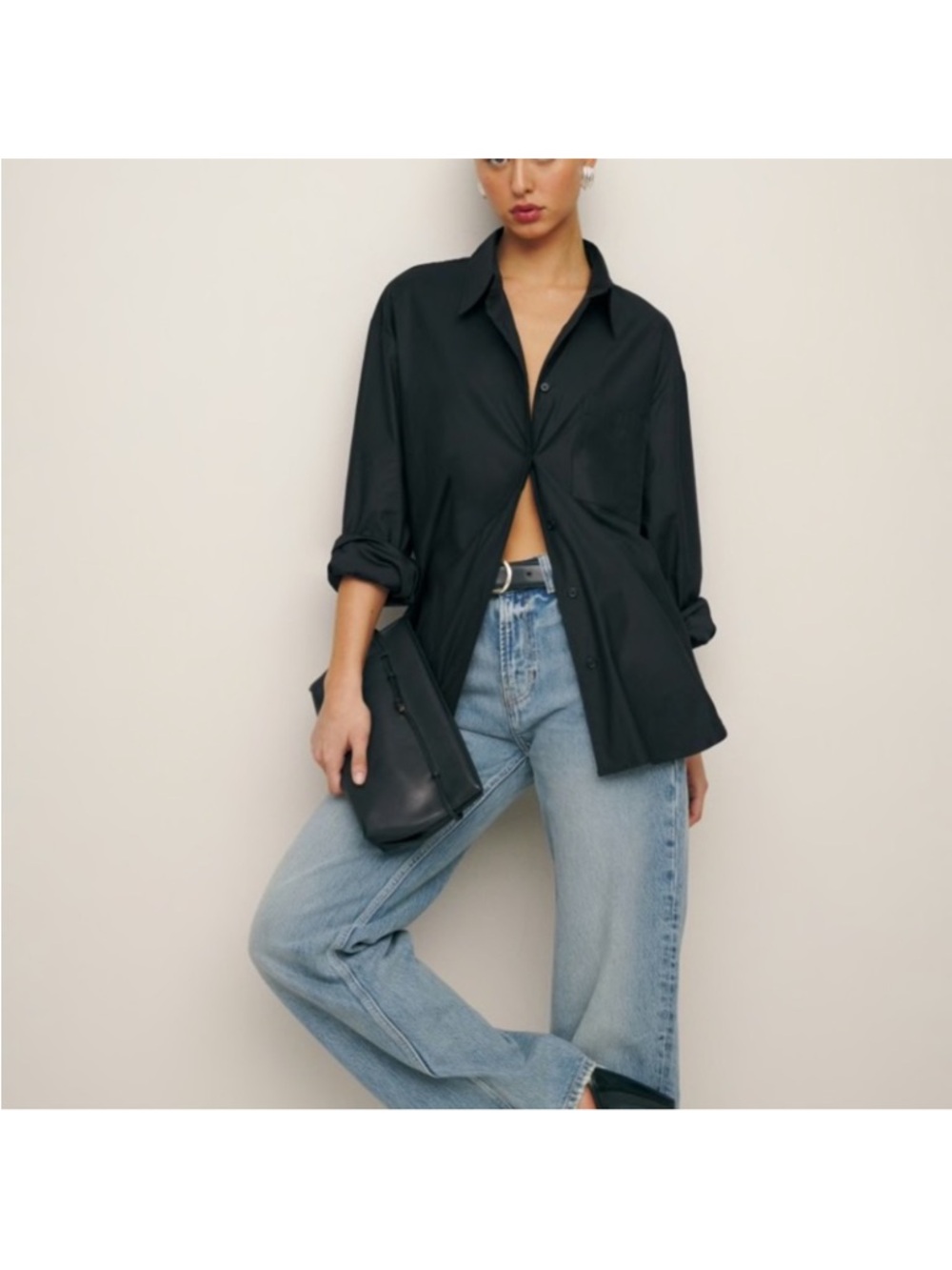 Reformation Will Oversized Shirt Black! Size M! Gorgeous! $248! - Picture 2 of 9